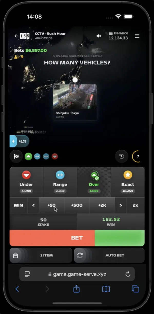 Interface de Rush Hour affichant un carrefour filmé en direct avec le compteur IA superposé